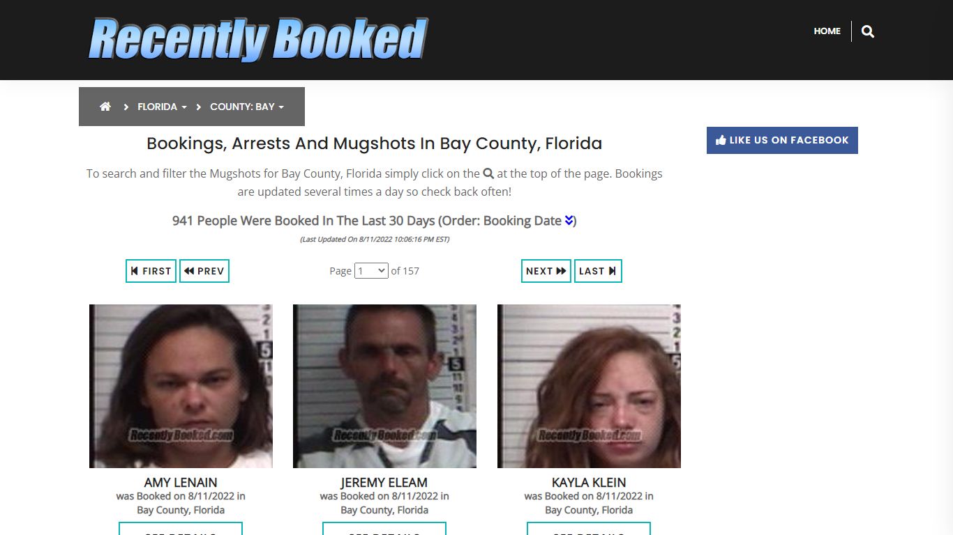 Recent bookings, Arrests, Mugshots in Bay County, Florida